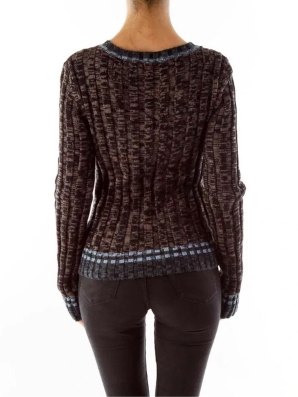 Free People Burnout Slim Cardigan With Large Buttons, Black, M, EUC - Picture 4 of 4